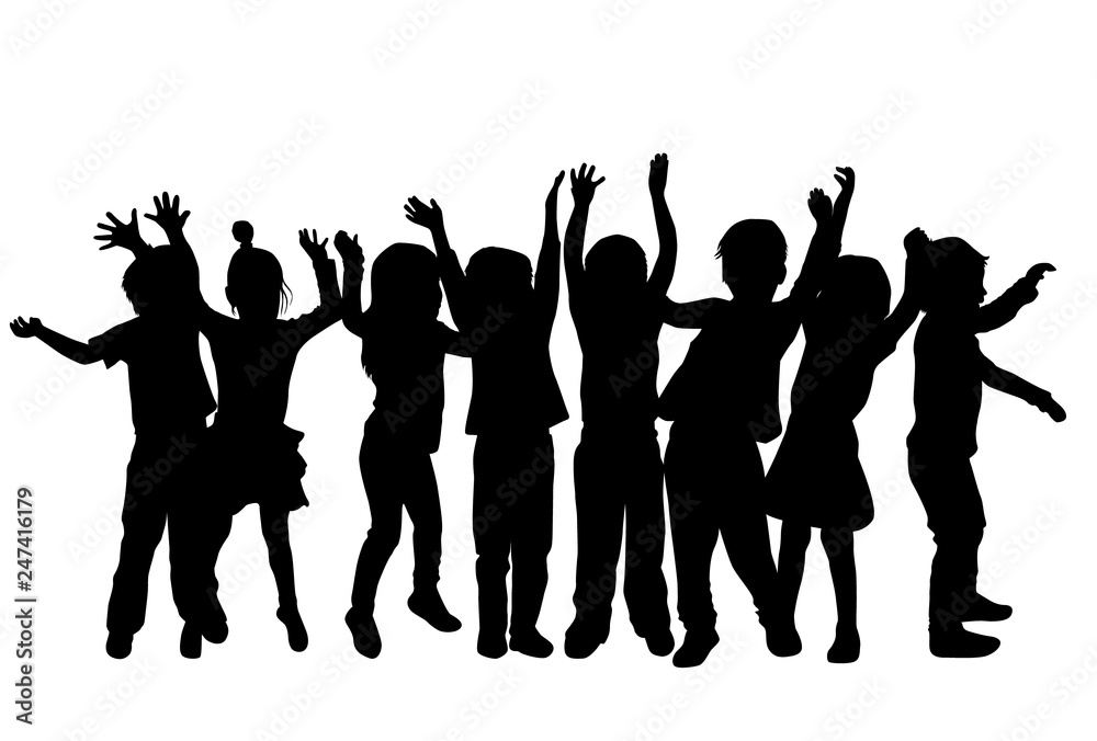 Fototapeta premium Group of children's silhouettes.