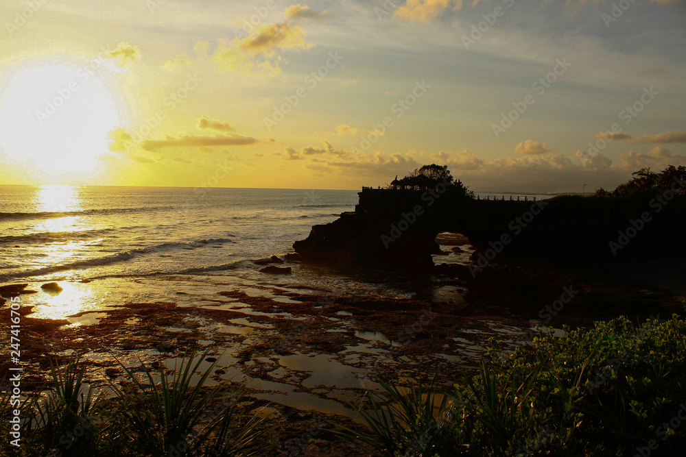 Tanah Lot temple silouette during the sunset, Bali, Indonesia