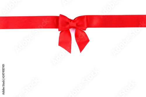 Red bow with ribbon isolated on white background