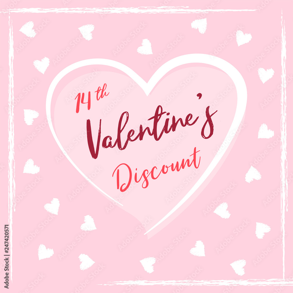 Valentines Day Discount banner Love Heart