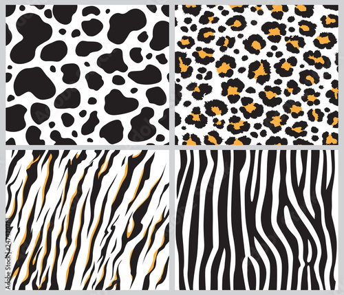 animal skin seamless pattern set, vector illustration Background with  african animals pattern Cute hand drawn doodle cards, wild animal tiger,  zebra, giraffe, cheetah Stock Vector | Adobe Stock