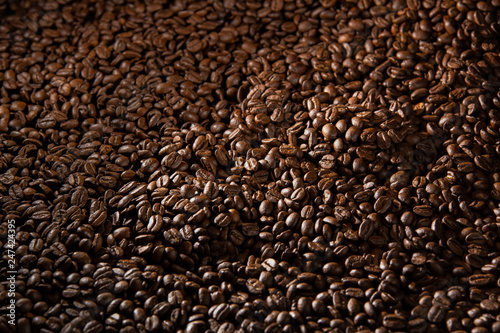 grains of coffee on a black background