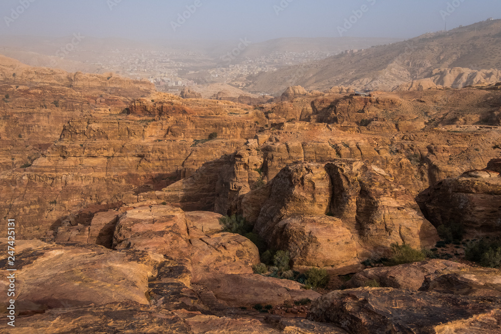 View of rocks in Petra, Jordan 