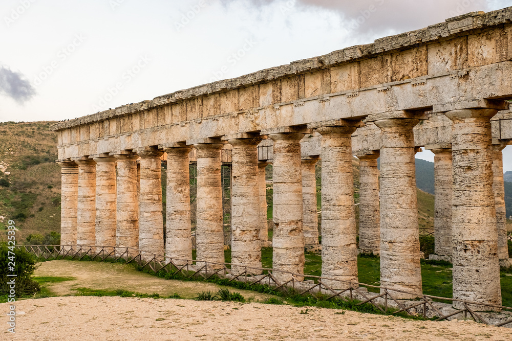 Ancient greek columns of temple in Segesta, Sicily
