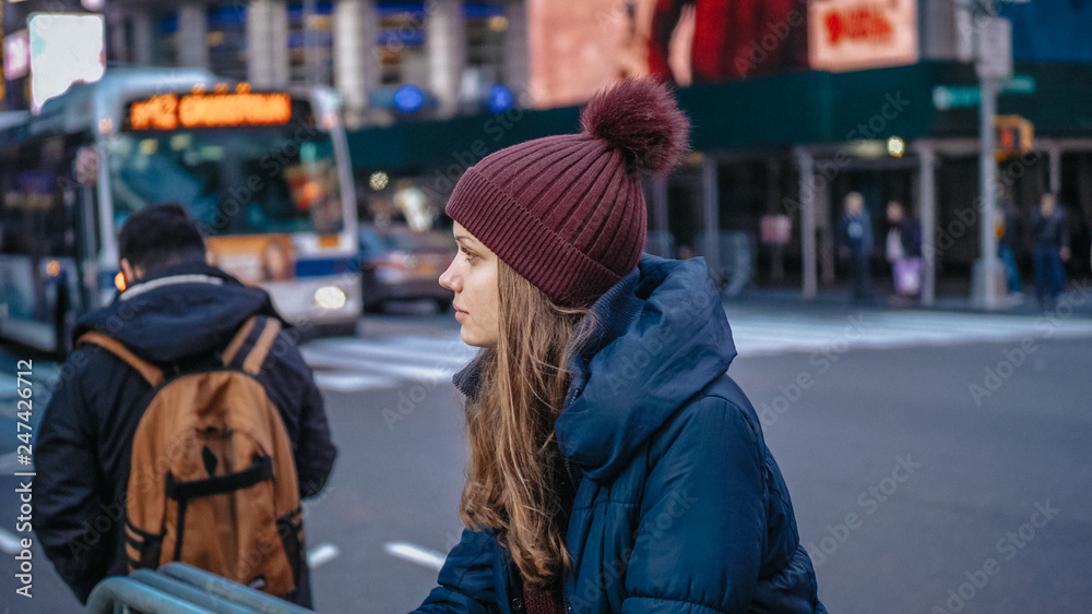 Beautiful girl in the streets of New York city