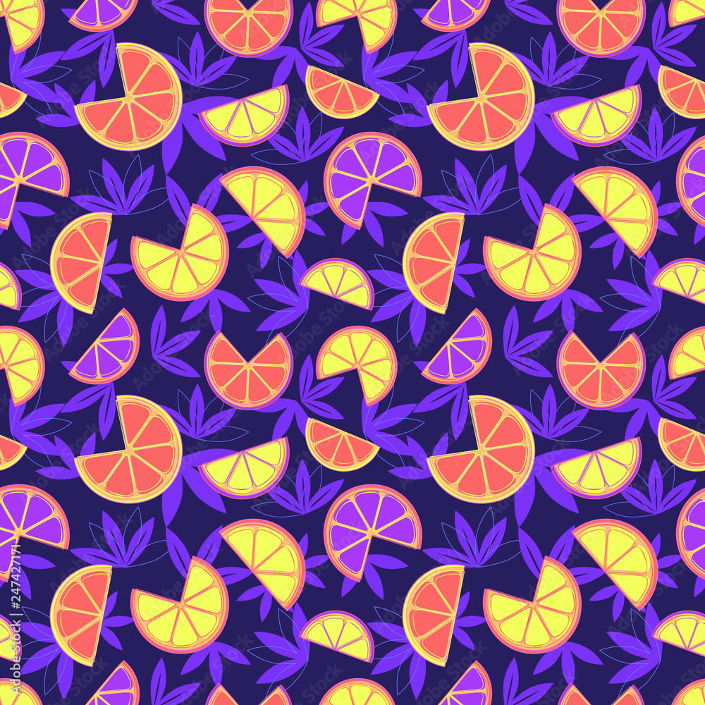 Hand drawn sliced citrus seamless pattern Hand drawn sliced citrus seamless pattern
