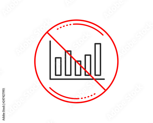 No or stop sign. Column chart line icon. Financial graph sign. Stock exchange symbol. Business investment. Caution prohibited ban stop symbol. No  icon design.  Vector