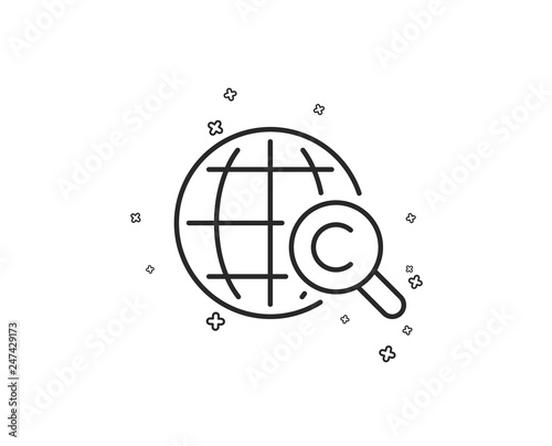 International Ð¡opyright line icon. Copywriting sign. World symbol. Geometric shapes. Random cross elements. Linear International Ð¡opyright icon design. Vector