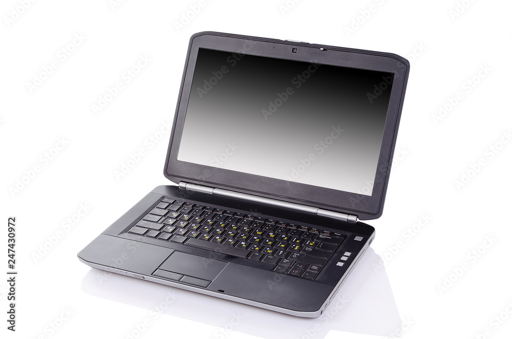 Laptop with reflection on white background Laptop with reflection on white background