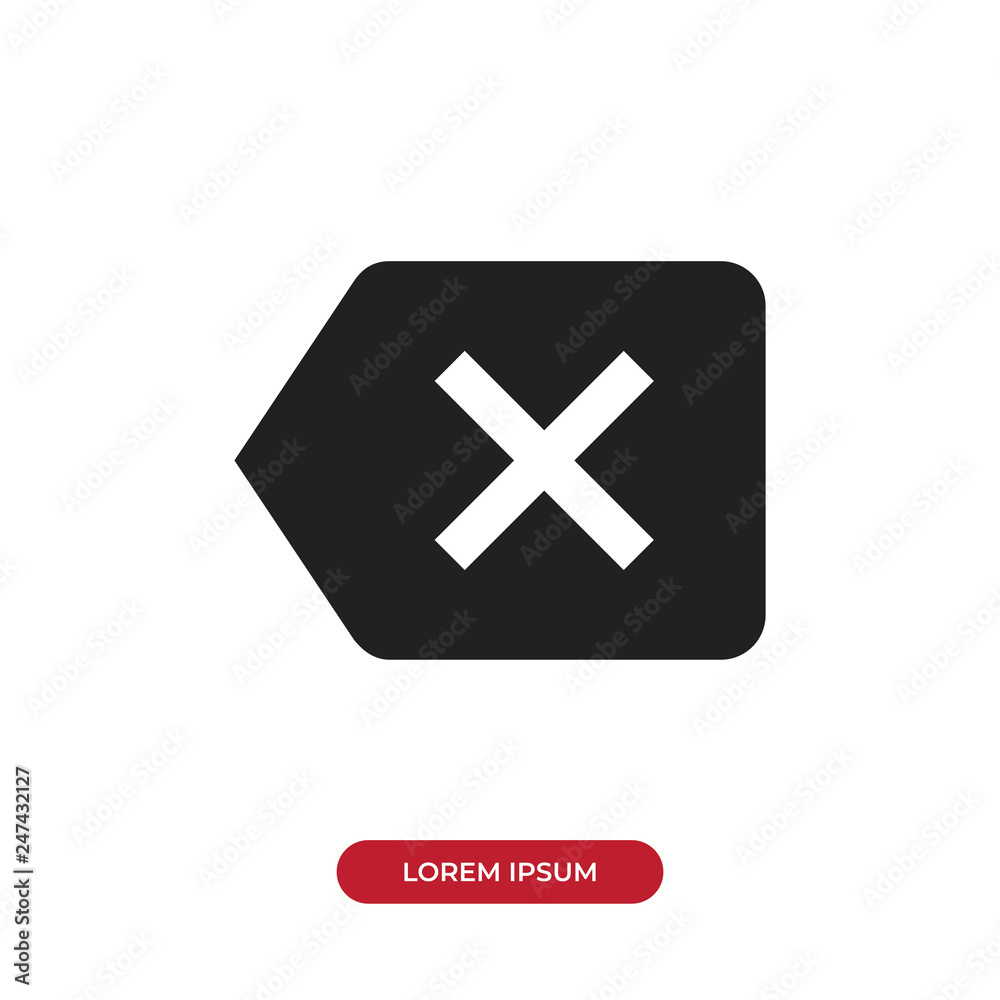 Filled Backspace icon vector isolated on white background. Modern symbol in trendy flat style for mobile app and web design. Filled Backspace icon vector isolated on white background. Modern symbol in trendy flat style for mobile app and web design.