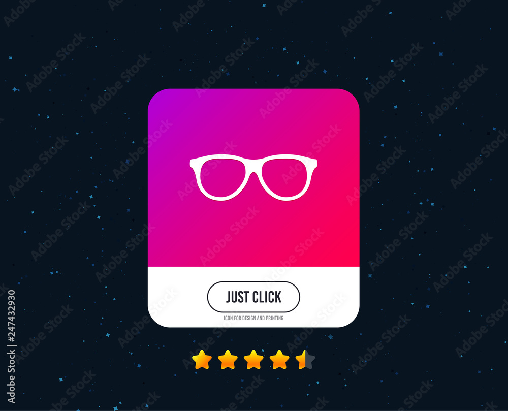 Retro glasses sign icon. Eyeglass frame symbol. Web or internet icon design. Rating stars. Just click button. Vector Retro glasses sign icon. Eyeglass frame symbol. Web or internet icon design. Rating stars. Just click button. Vector