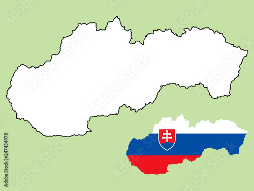 Photo Slovakia map with national flag