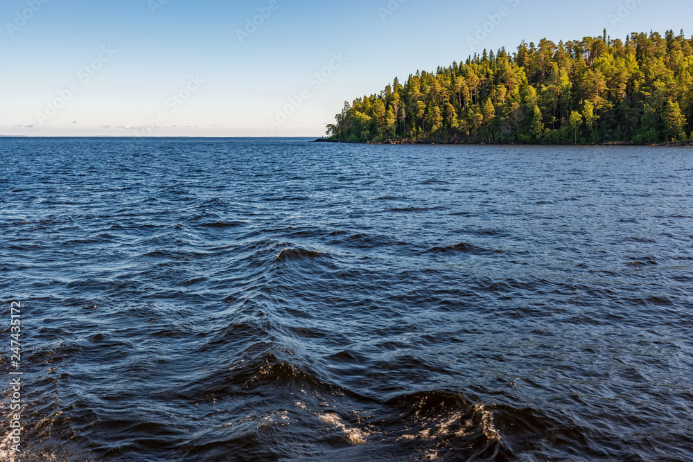 Exit from the bay on a boat_2. The wonderful island Valaam is located