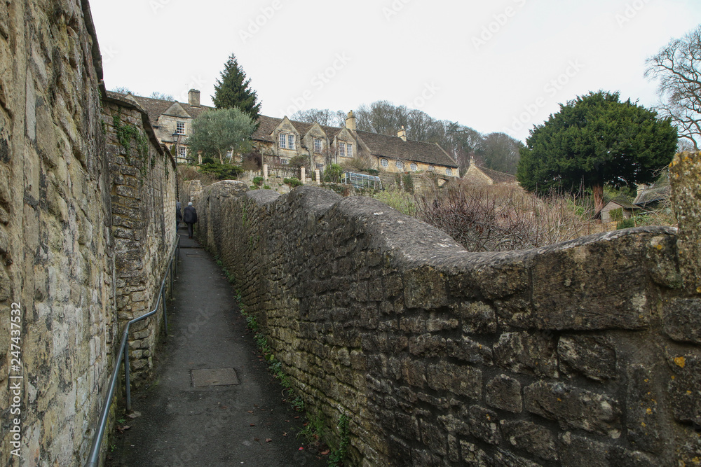 A picture from the nice old town Bradford on Avon in United Kingdom. You can see the houses, streets, footpaths. 