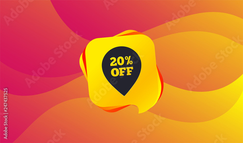 20% sale pointer tag sign icon. Discount symbol. Special offer label. Wave background. Abstract shopping banner. Template for design. Vector
