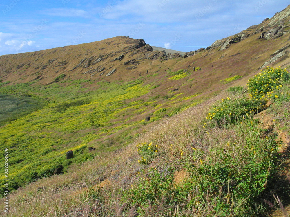 Moais of Eastern Island. Chile