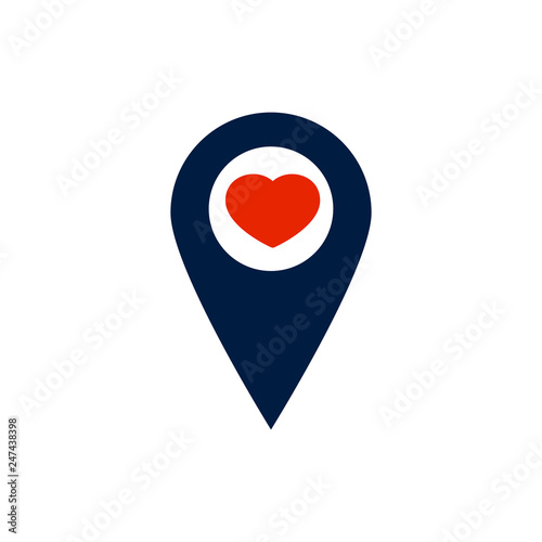 Pin pointer like favorite place. concept of point finder for ecommerce or roadmap and best right path to shop or house. flat simple trend logotype graphic minimal design ui element isolated on white
