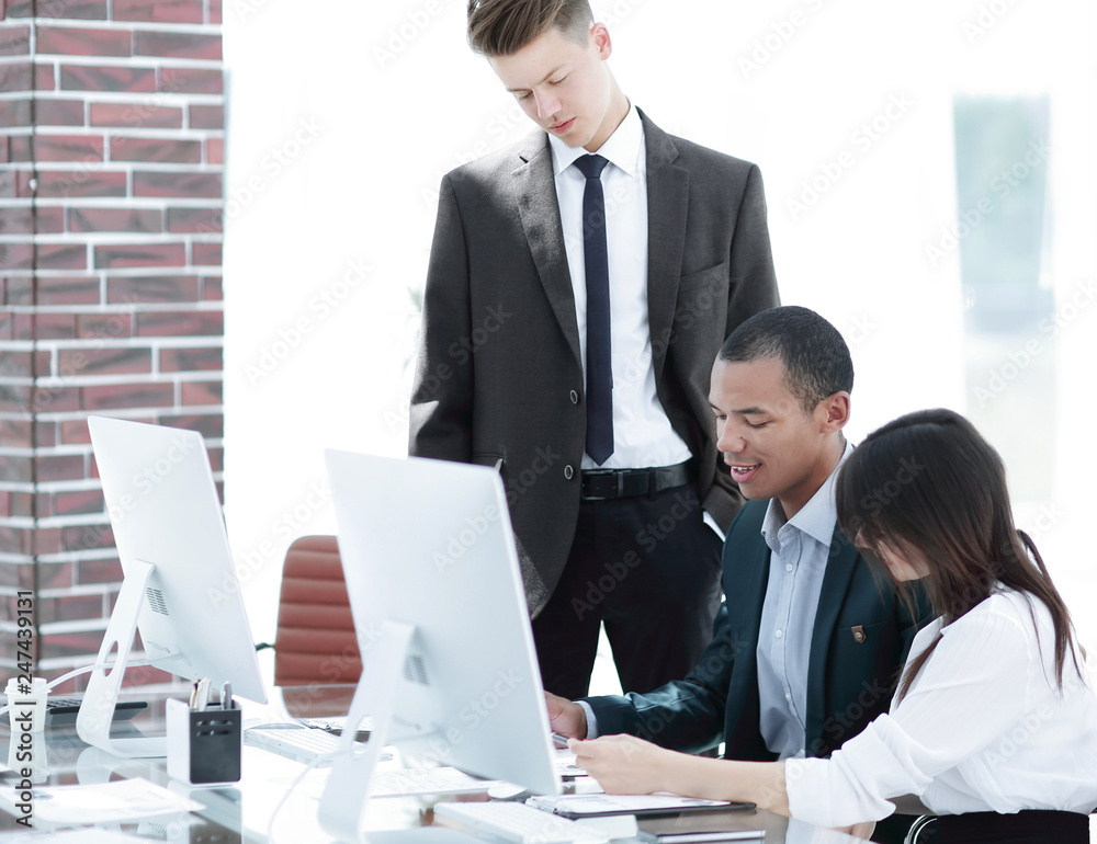 business team working with documents in a modern office. business team working with documents in a modern office.