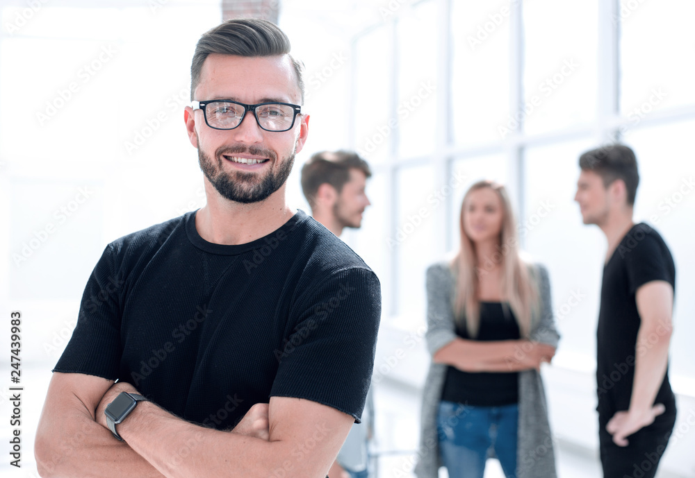 businessman wearing glasses in casual clothes