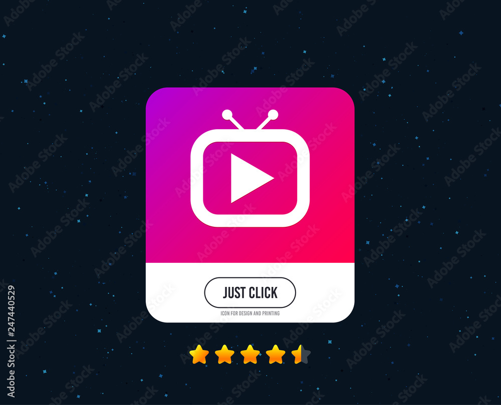 Retro TV mode sign icon. Television set symbol. Web or internet icon design. Rating stars. Just click button. Vector