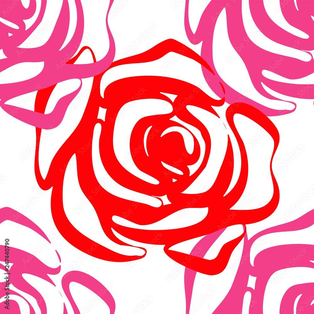 Seamless pattern with roses on transparent background. Vector illustration eps 10.