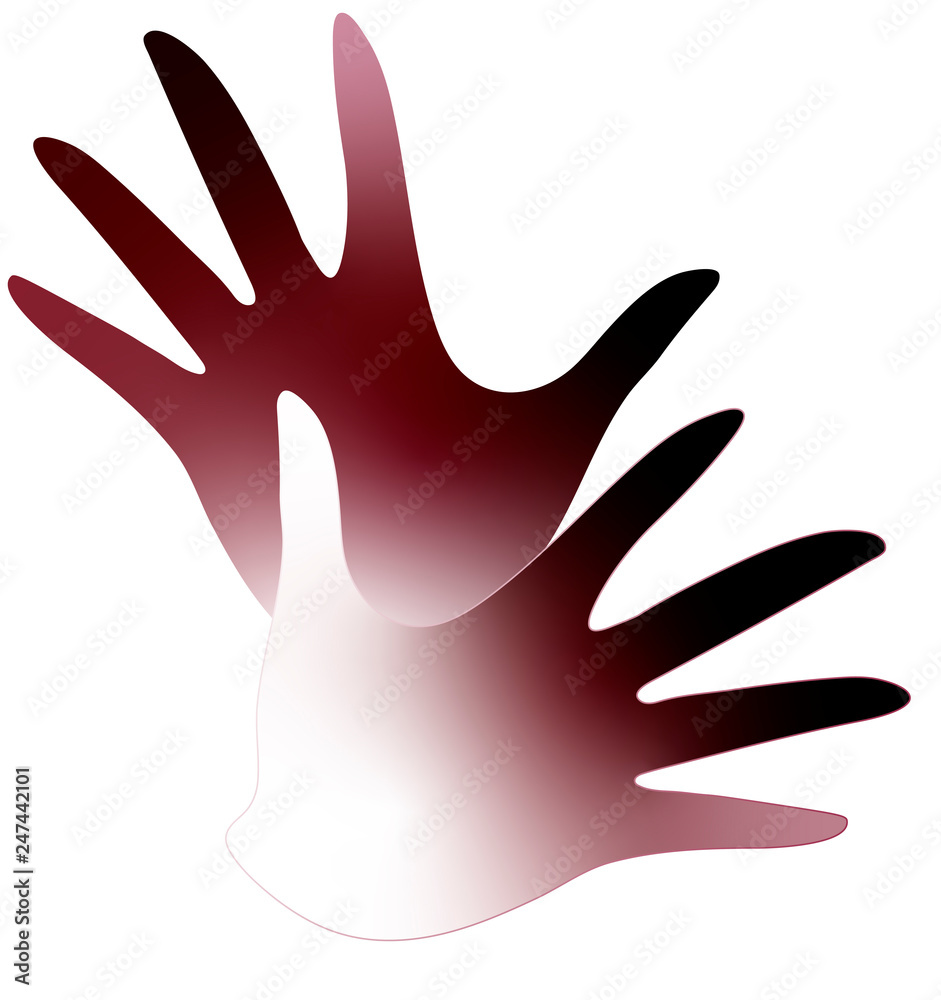 Deaf hand gesture language symbol. Two vector arms icon design Deaf hand gesture language symbol. Two vector arms icon design