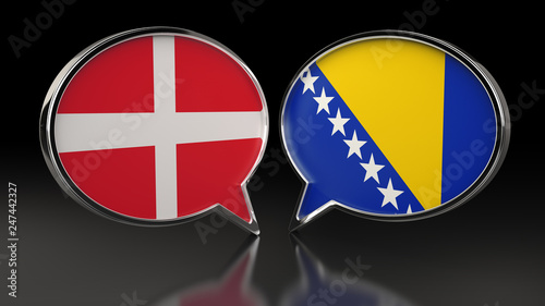 Denmark and Bosnia and Herzegovina flags with Speech Bubbles. 3D illustration Free Download Denmark and Bosnia and Herzegovina flags with Speech Bubbles. 3D illustration - GFXLoad