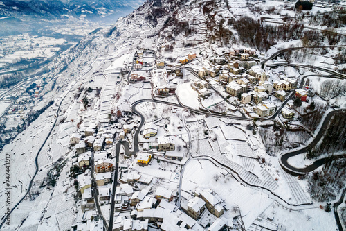 Valtellina  IT  - Sondrio - Frazione Sant Anna - Vista aerea invernale 