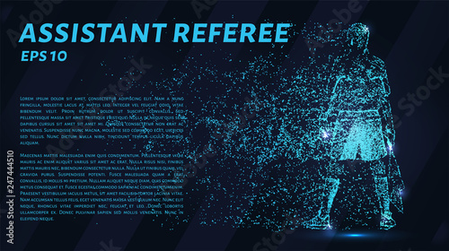 Assistant referee of particles on a dark background. Assistant referee from circles and dots.