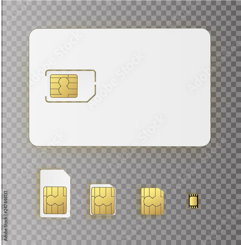 eSIM Embedded SIM card icon symbol concept. new chip mobile cellular communication technology. set SIM-cards for mobile devices with chip. vector illustration