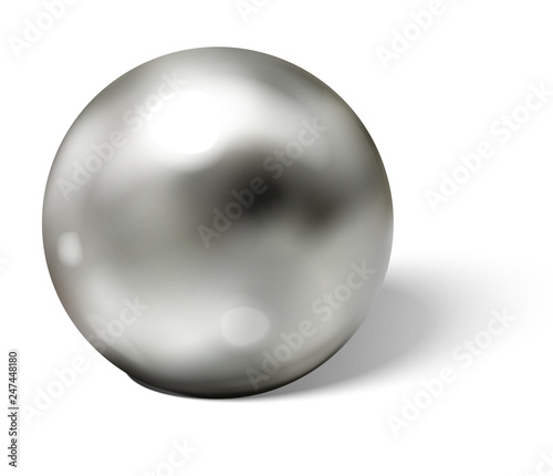 Steel ball on white surface realistic vector
