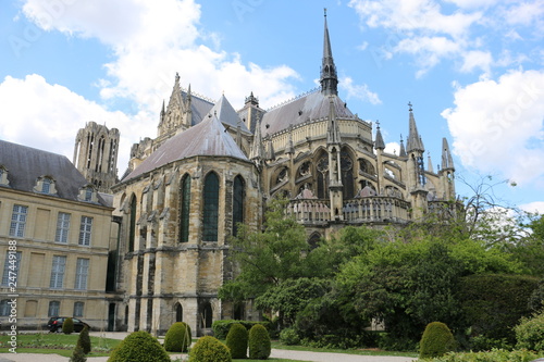 Beautiful, gothic, historic Cathedral of Our Lady of Reims. Notre-Dame de Reims. Marne, Champagne-Ardenne, France