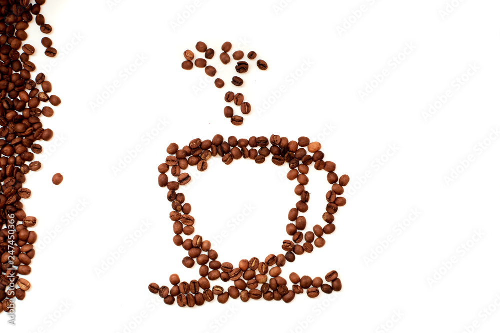 coffee bean mug close-up top view on coffee bean mug close-up top view on