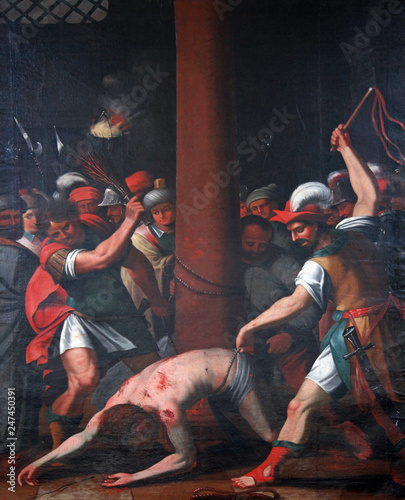 Fototapete The Passion of Jesus, painting on the church altar in the Neumunster Collegiate
