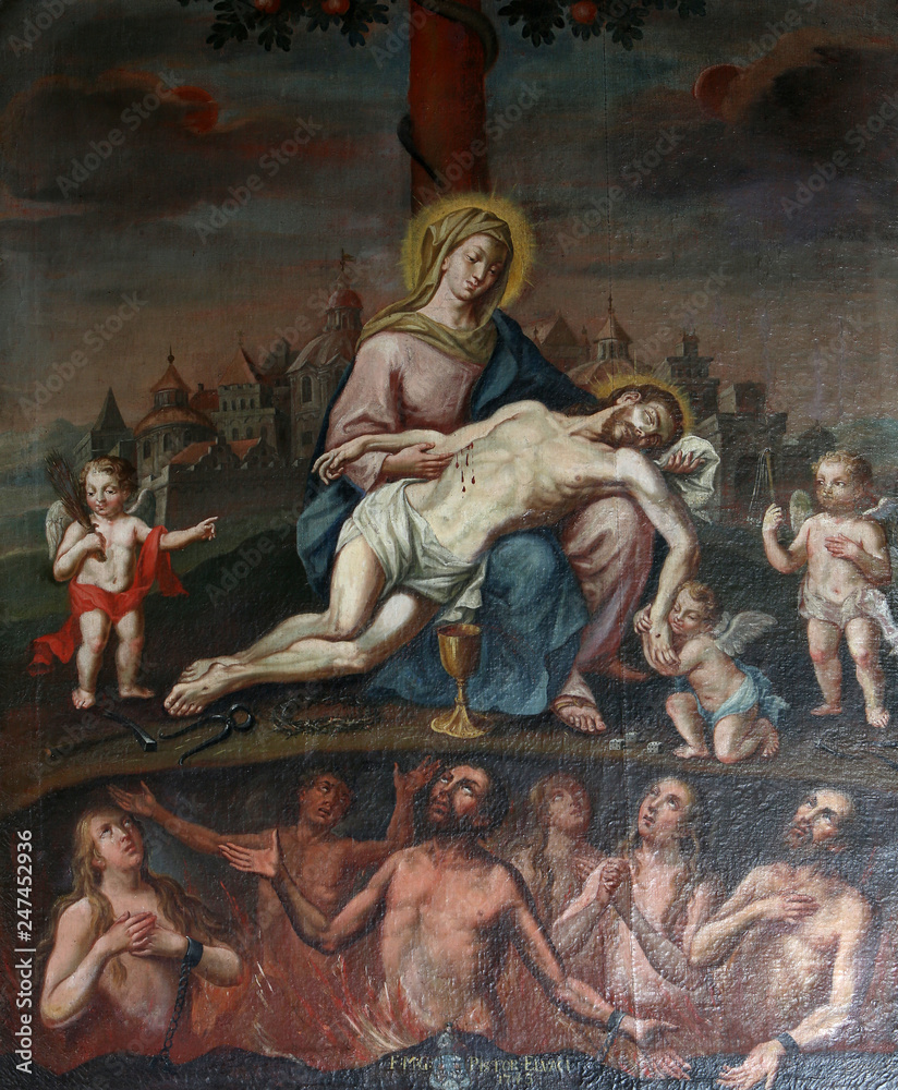 Pieta altarpiece in the Church of Our Lady of Sorrows in Rosenberg, Germany 