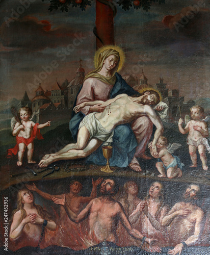 Pieta altarpiece in the Church of Our Lady of Sorrows in Rosenberg, Germany 