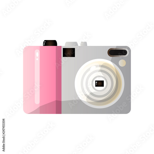 Pink and Grey Digital Photo Camera Vector Illustration