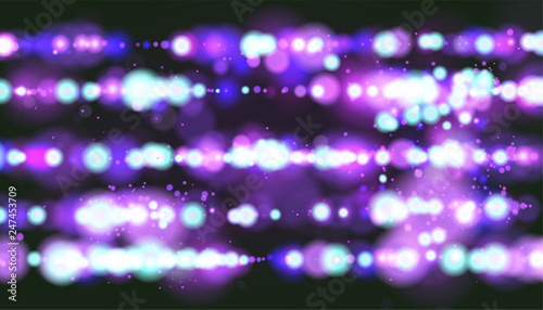 Bokeh sparkle glitter luxury glamor camera flash light background. Abstract defocused circular party magic christmas background. New year glamorous elegant, shiny background.