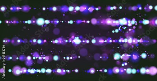 Bokeh sparkle glitter luxury glamor camera flash light background. Abstract defocused circular party magic christmas background. New year glamorous elegant, shiny background.