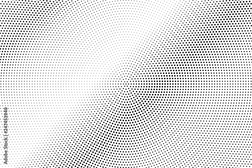 Black and white dotted halftone with diagonal gradient. Pale vector texture. Vintage effect graphic decor