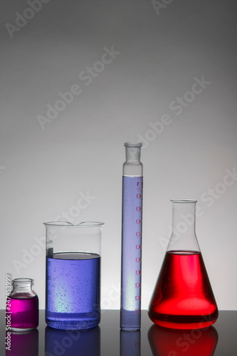 Wallpaper Mural Liquid in laboratory bottles. Scientific biochemical laboratory. Colorful liquid. Torontodigital.ca