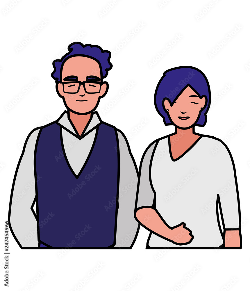 young couple avatars characters