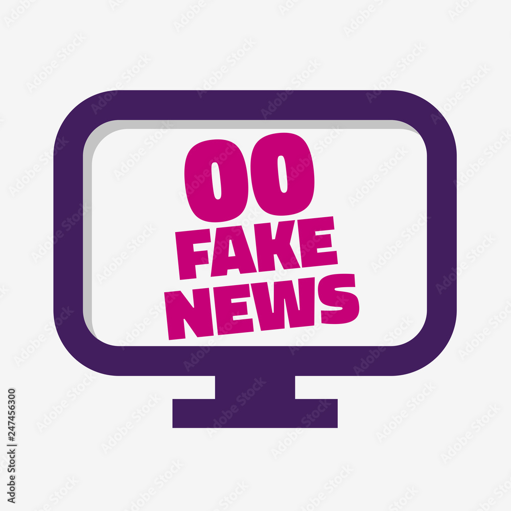 Fake News pc Monitor Screen On A White Background Vector Media Fake News pc Monitor Screen On A White Background Vector Media