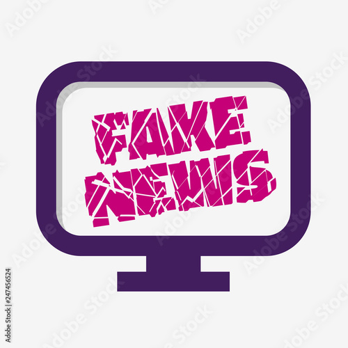 Fake News Broken Design pc Monitor Screen On A White Background Vector Media