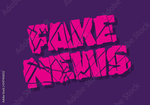 Fake News Broken Typographic Design  Vector Media