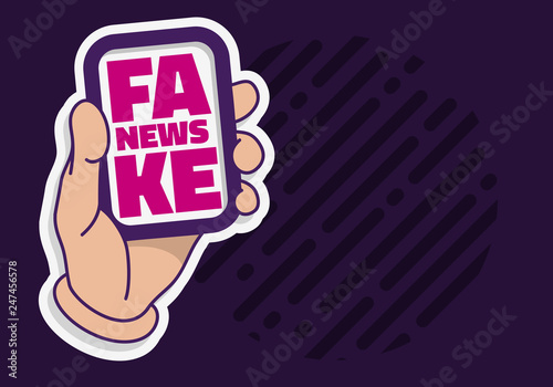Fake News A Hand Hold A Card  Vector Media