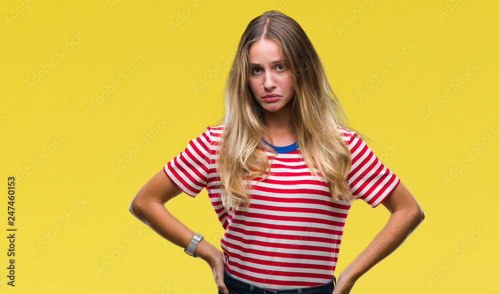 Young beautiful blonde woman over isolated background depressed and worry for distress, crying angry and afraid. Sad expression. Young beautiful blonde woman over isolated background depressed and worry for distress, crying angry and afraid. Sad expression.
