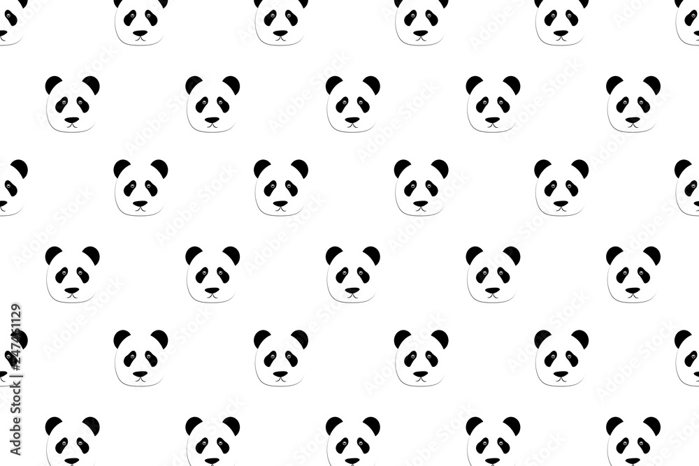 Panda head pattern background. Panda head pattern background.