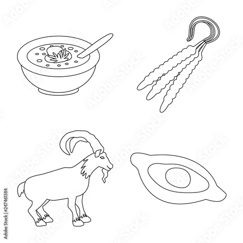 Vector illustration of traditions and national sign. Set of traditions and sightseeing stock symbol for web.
