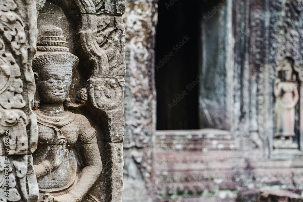 Theravada buddhist statue in Siem Reap Park Cambodia